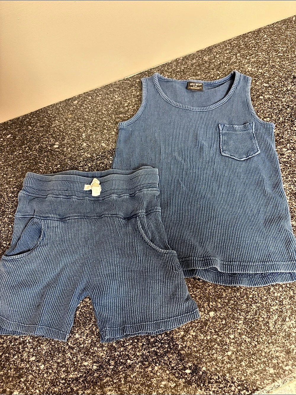 Little Bipsy Waffle Tank & Waffle Short Set & Short Set Blue Size 3-4Y